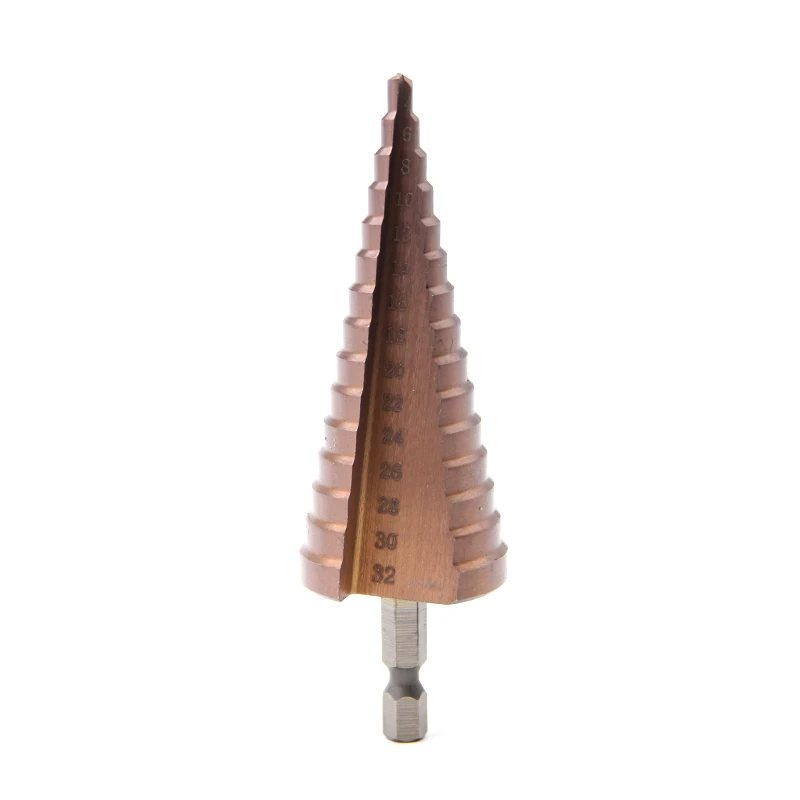 M35 HSS-CO Step Drill Bits 4-32mm metalworking Stright groove 1/4'' hex Shank Stainless steel tapping Cobalt plating