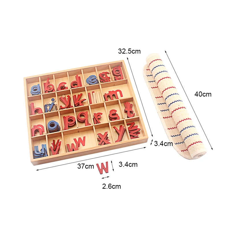 Montessori Language Wood 5 Sets Small Movable Alphabet Red & Blue with Mat for Small Movable Alphabets Toys Education Preschool - view 5