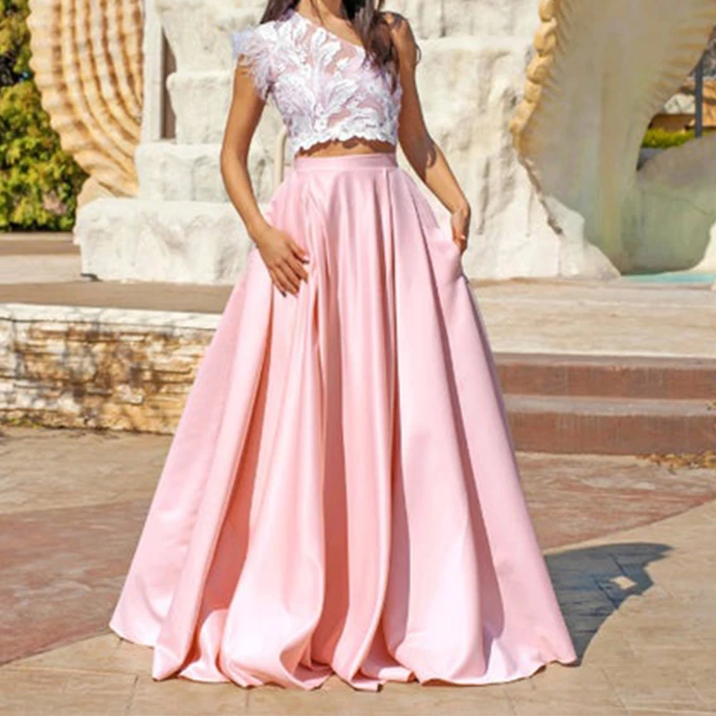 

Handmade Wedding Skirt Satin Fabric Pink A-line Split Side Floor Length Bridal Skirts for Elegant Wedding Dresses Prom Skirt
