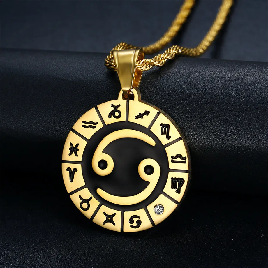 Leo 12 konstelacji naszyjnik prezenty urodzinowe złoty kolor wisiorek amulet ze stali nierdzewnej znak zodiaku biżuteria Collier Dropshipping — zdjęcie 5