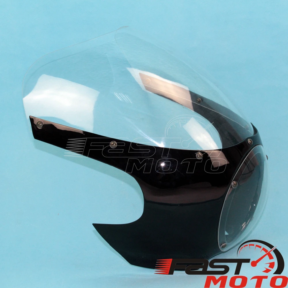 Black White 5 3/4inch Headlight Fairing Cowl Motorcycle Front Light Cover For Harley Bobber Sportster Cafe Racer Drag Racing