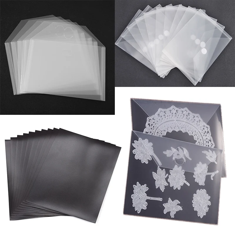 10pcs/set 0.3mm Magnetic Sheets Plastic Folder Bags For Storaging Cutting Dies Stamps Organizer Holders 7x5inch Transparent Bags