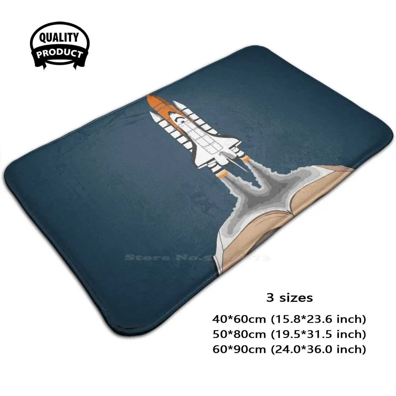 Space Shuttle Launching Out Of Book Soft Cushion Home Carpet Door Mat Car Rug Shuttle Launch Rocket Moon Stars Satellite Book