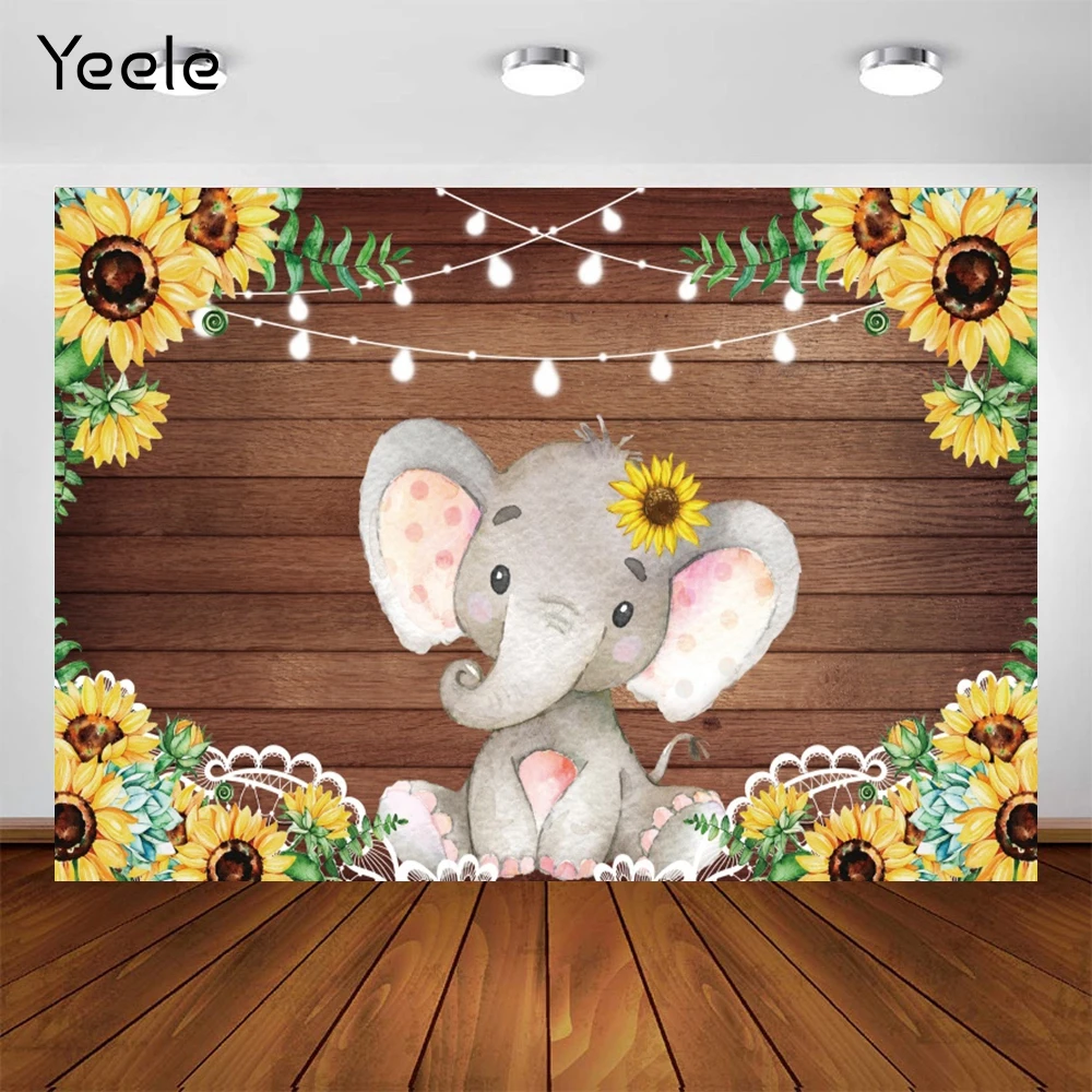 Yeele 사파리 해바라기 코끼리 생일 사진 배경 생일 파티 장식 Photocall 사진 배경 사진 스튜디오