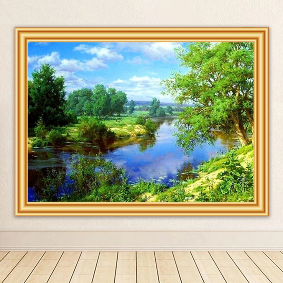 5D DIY Diamond Painting Landscape Tree Cross Stitch Kit Full Drill Square Embroidery Mosaic Scenery Picture of Rhinestones Sale