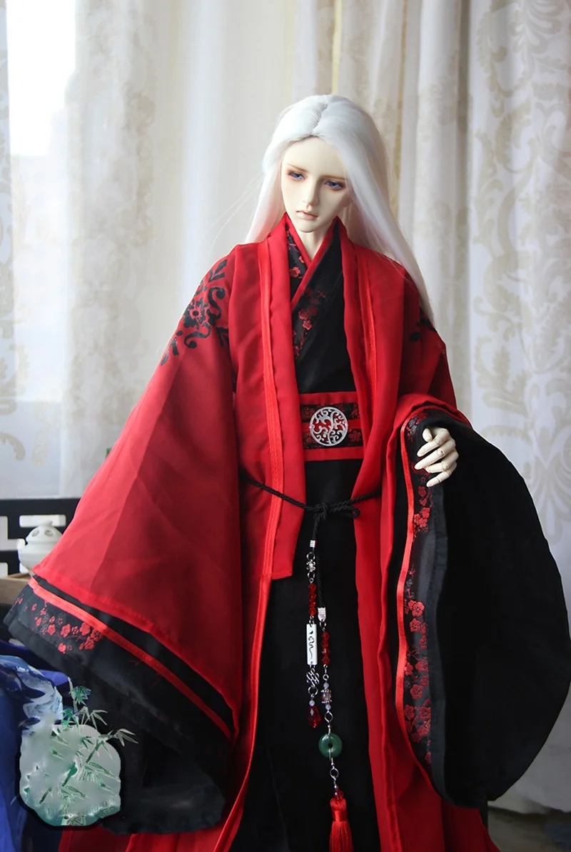 

1/4 1/3 Scale BJD Clothes Red Hanfu Ancient Costume Dress Samurai Outfit For BJD/SD MSD SSDF ID75 Strong Uncle 80cm Doll B0225