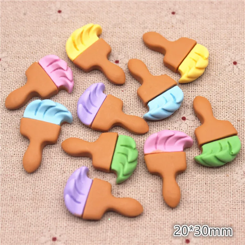 10pcs Cute New Resin Doll House Mini Brush Flatback Cabochon For Kids DIY Hair Clip/Craft Decoration,20*30mm