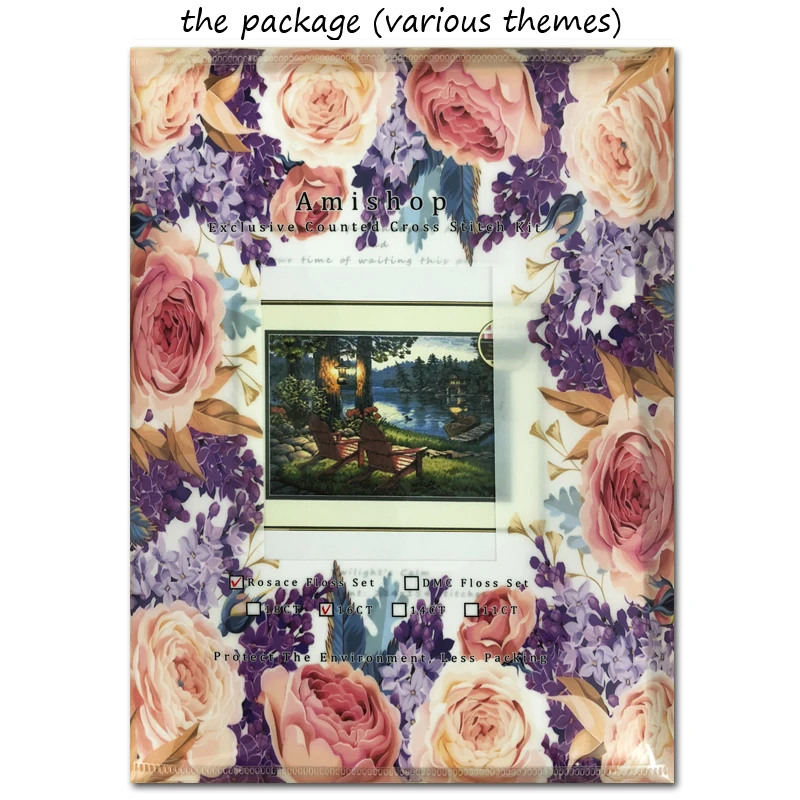 Amishop Counted Cross Stitch Kit for Home Decoration, Coffee Shop, Afternoon Tea, Flowers, Coffee, Garden, Merejka K-161