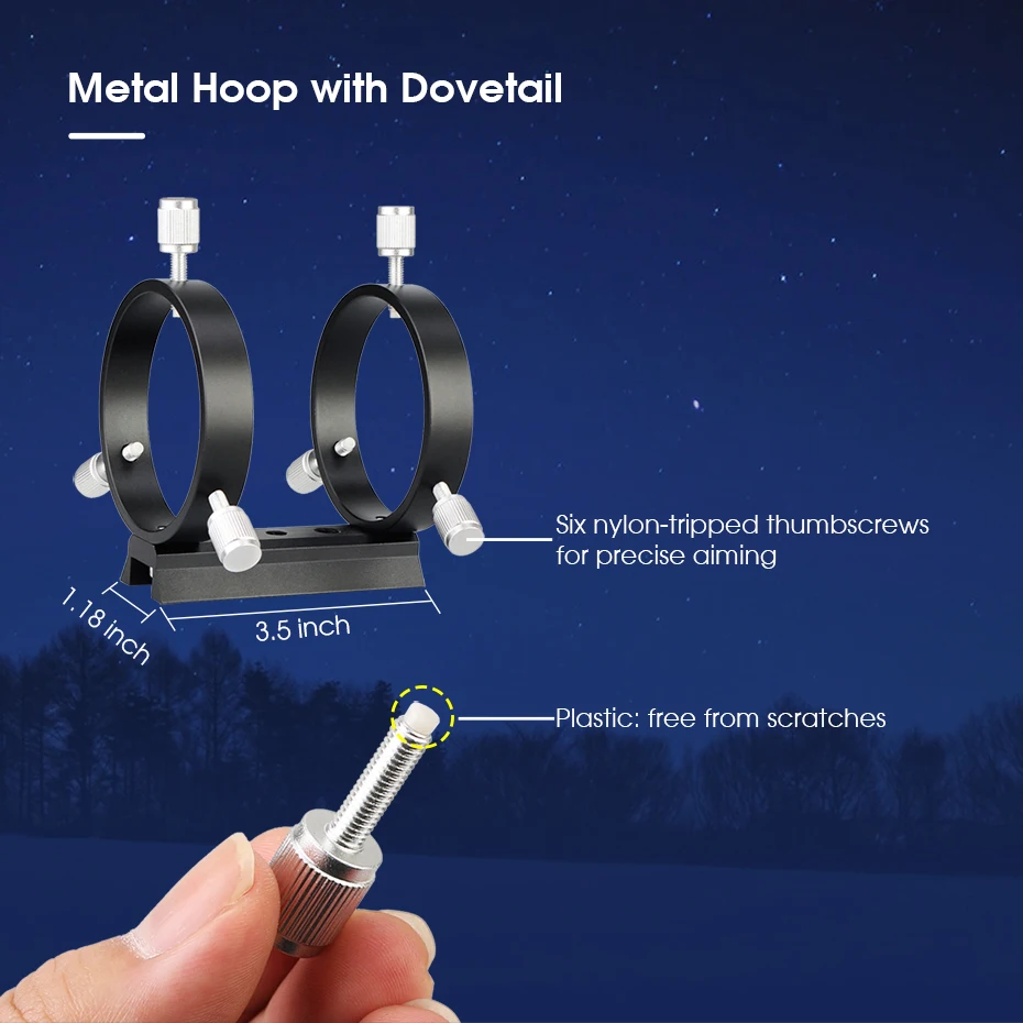 Svbony Medium Dovetail-Klemme (nur Klemme) oder Teleskop-Führungsvorrichtung SV106 mit 1,25"-Doppelhelix-Fokussierer oder Komplettset – Detail 10
