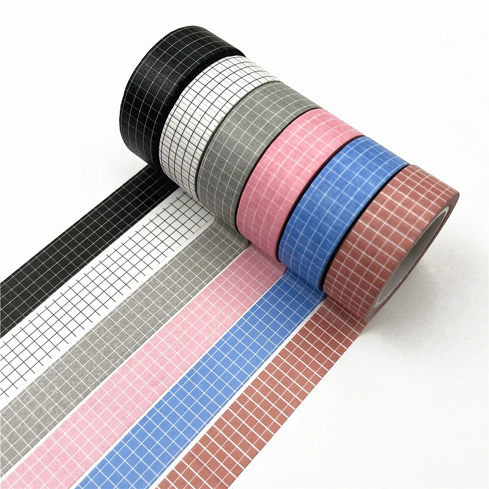 10M Black and White Grid Washi Tape Japanese Paper DIY Planner Masking Tape Adhesive Tapes Stickers Decorative Stationery Tapes