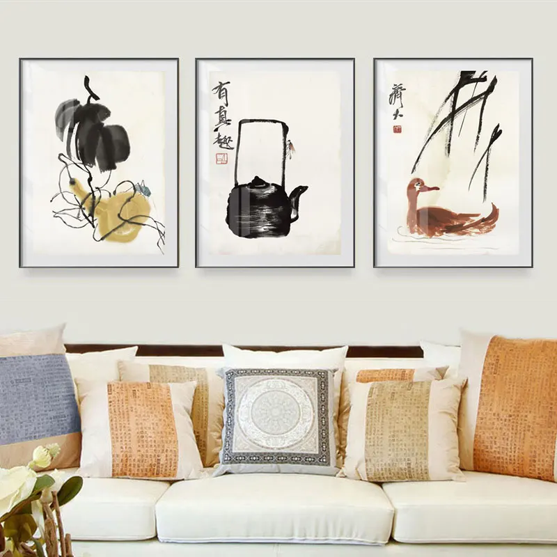 Chinese Classical Flower landscape Ink Printings prints Wall Art Canvas posters Artwork Home Livingroom decor Proter And Print-2