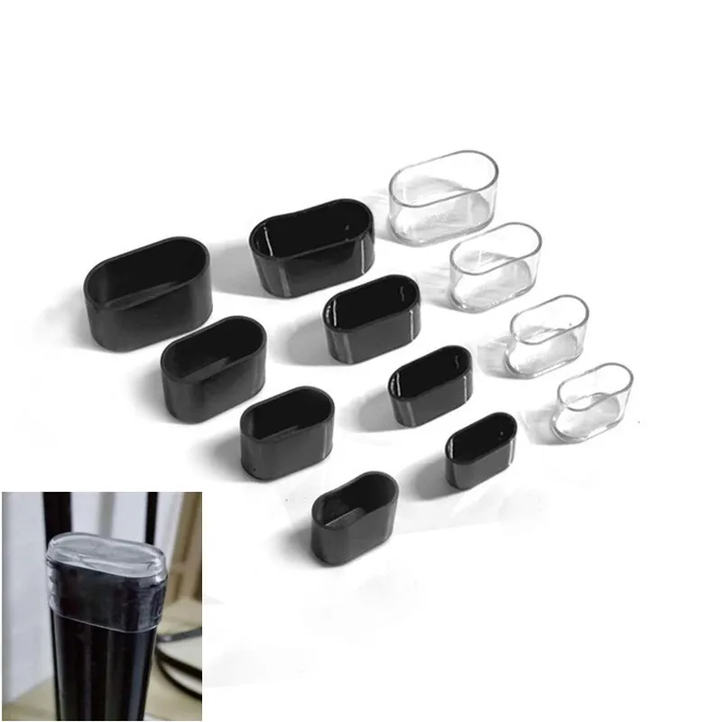 4pcs Oval Pipe hole Plug silicone chair leg cap Sock table foot Dust cover anti slip Furniture Leveling Feet Floor Protector Pad