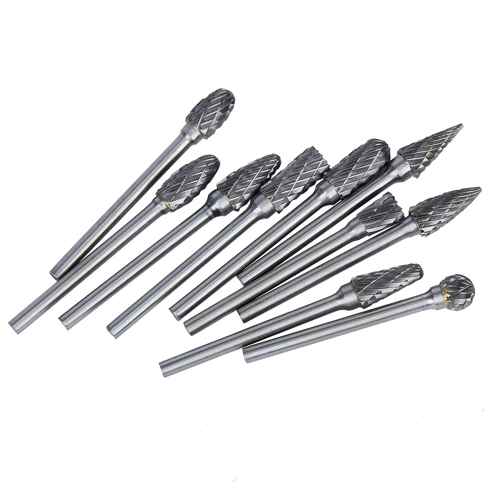 Jrealmer 5pcs 3x6mm Double Groove Tungsten Carbide Rotary Burrs 3mm Rob Head 6mm DIY Milling Cutter Tungsten Carbide Burr