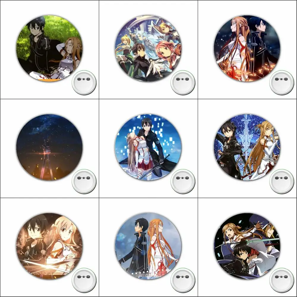 3pcs Cartoon SAO anime Sword Art Online Cosplay Badge Cute Brooch Pins for Backpacks bags Badges Button Clothes Accessories