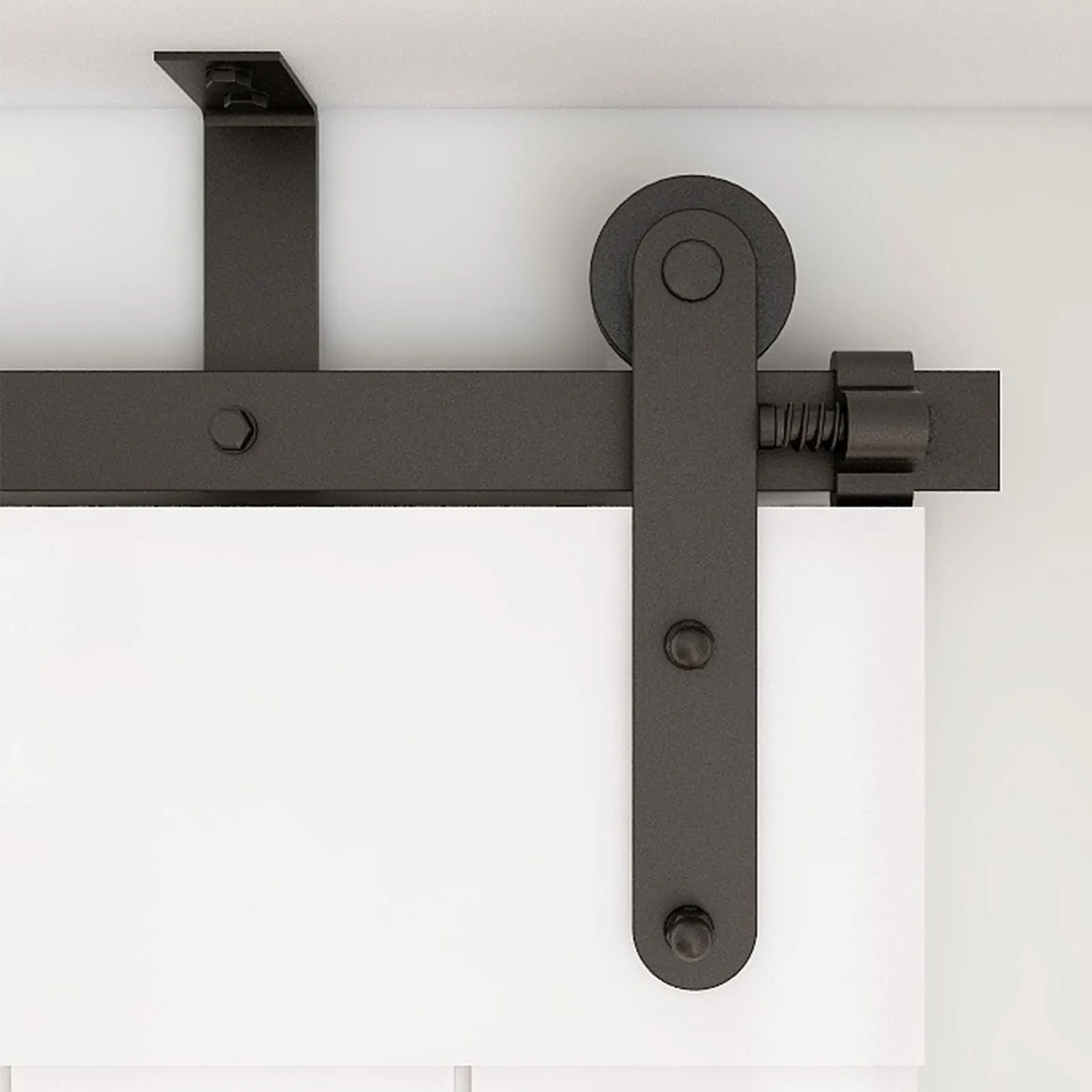 

WOLFBIRD Barn Door Complete Set Ceiling Bracket Rail Kit Easy to Install Sliding Barn Door Hardware Kits 4FT-13FT Complete Kit