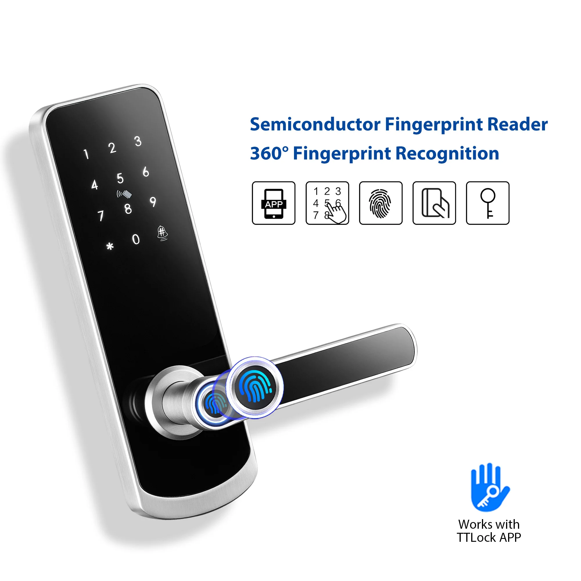 

fingerprint smart home fechadura digital eletronica NX1NF silver ttlock smart door lock
