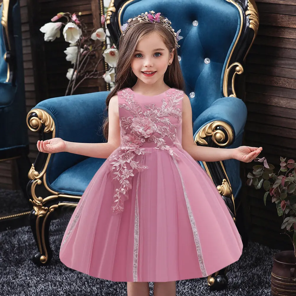 

Elegant Flower Girl Party Dress For Wedding Kids Birthday Formal Gala Tutu Gown Children Graduation Evening Costume Vestidos