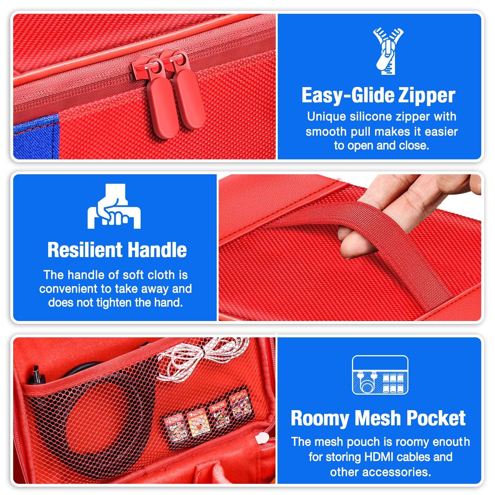 Caso grande para Nintendo Switch Console, Travel Carrying, Protective Storage Bag, Joypad Acessórios