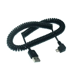 1M 3M 90 Degree Angle Elbow Micro USB Spring Spiral Coiled Retractable Data Charger Charging Cable For Samsung Andriod Phones