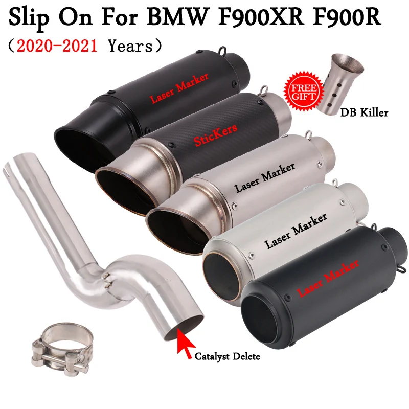 

Slip On For BMW F900 F900XR F900R 2020 2021 Motorcycle GP Exhaust Modified Mid Link Pipe Catalyst Delete Pipe Muffler DB Killer