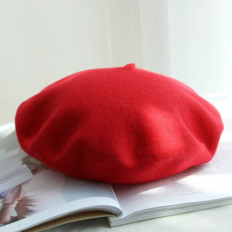 real wool Beret Lady Autumn Winter Wool Berets Women Warm Walking Hats Female Elegant French Beret Flat  Girl Painter Caps