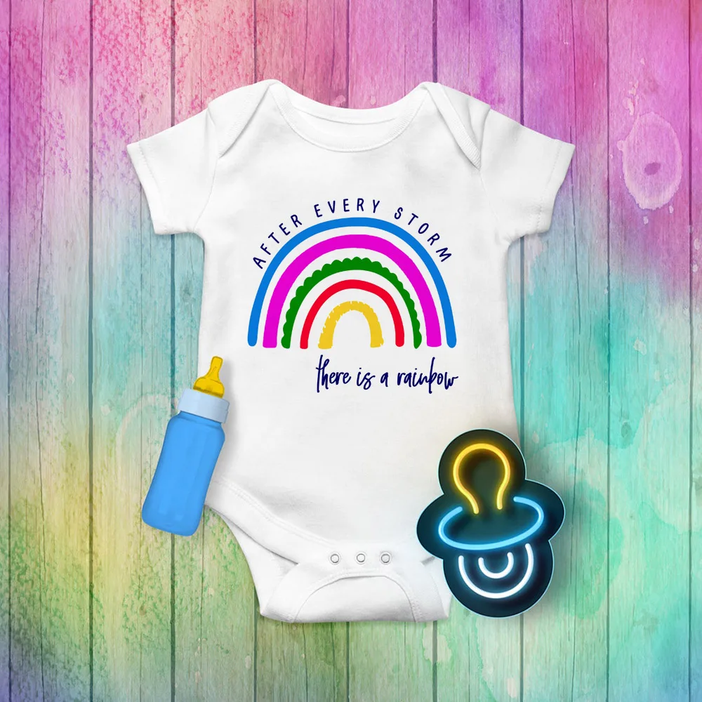 After Every Storm There Is A Rainbow Baby Rompers The Rainbow Miracle Baby Rainbow Bodysuit Summer Short Sleeve Ropa Wear