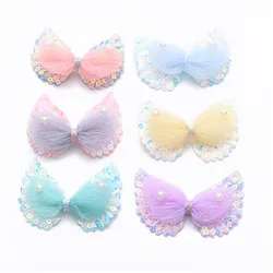 10pcs/lot 4.5*6cm Angel wing bowknot Appliques for Children Headwear Hair clip Accessories and Garment Accessories