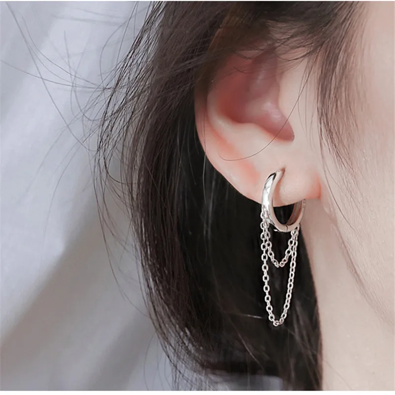 Trendy Rose Gold Tassel Drop Earrings For Women Jewelry Fashion Silver 925 Sterling Earring Girl Birthday Gift Lady Long Earring