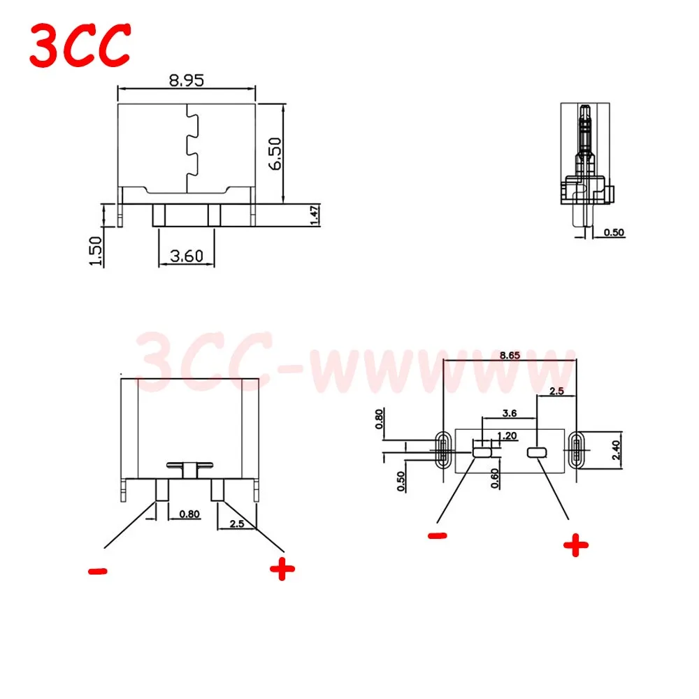 Imagem -06 - Micro Usb Jack 3.1 Tipo-c 2pin 2p Conector Fêmea em Linha Reta para o Telefone Móvel Porto de Carregamento Soquete de Carregamento H6.5 1000 Peças