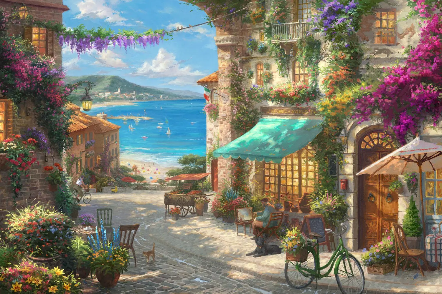 

JOHNSON Italian Cafe Window Mountain Sea Ocean Garden Town backdrops High quality Computer print wedding background