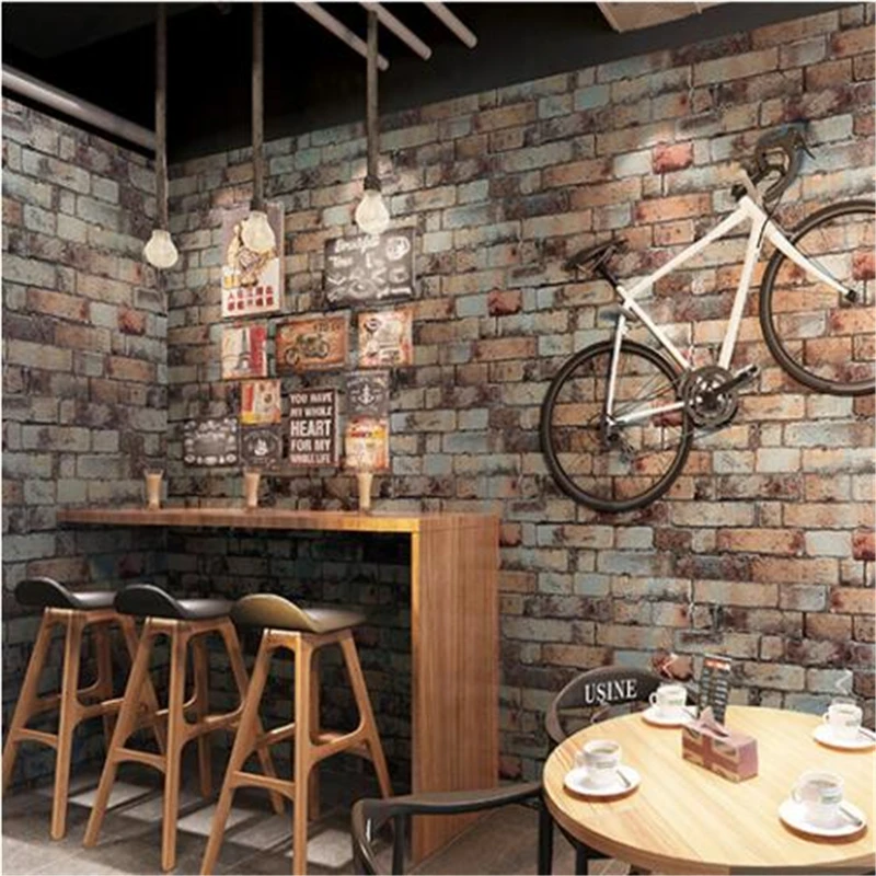 

WELLYU new Antique White Brick Wallpaper 10m Vintage Restaurant Bar Clothing Store Tea Shop Bricks Wallpaper Papel de parede