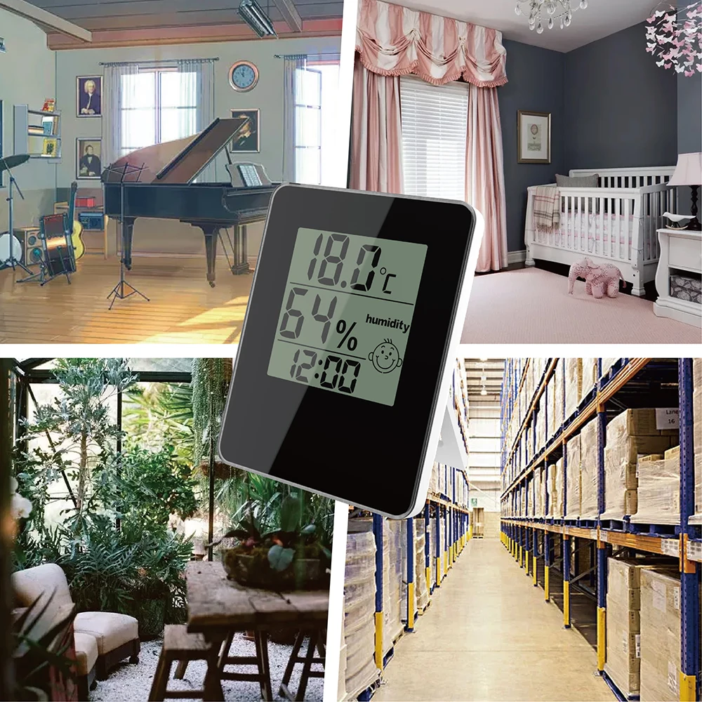 屋内デジタル体温計,電子温度測定器,湿度計,電池式