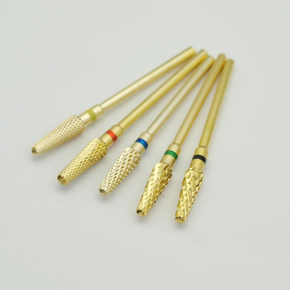 EasyNail~Pro. Gold Tungsten Carbide Bur Nail Drill Bit Cutter Nail Files Nail Electric Drill Manicure Machine Accessory.