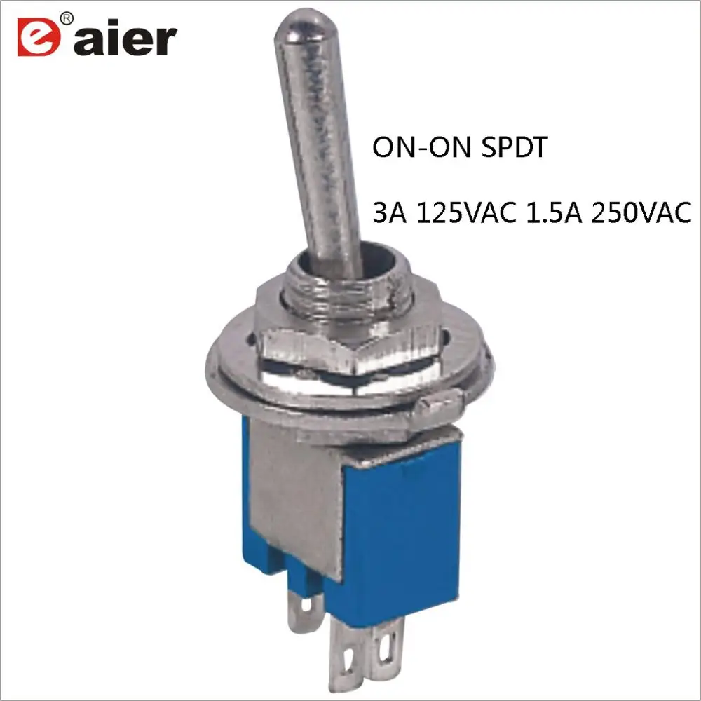 10Pcs Mini Toggle Switch ON-ON Latching SPDT 3-Pins 3A 125VAC 1.5A 250VAC With Solder Terminal 2 Ways SMTS-102