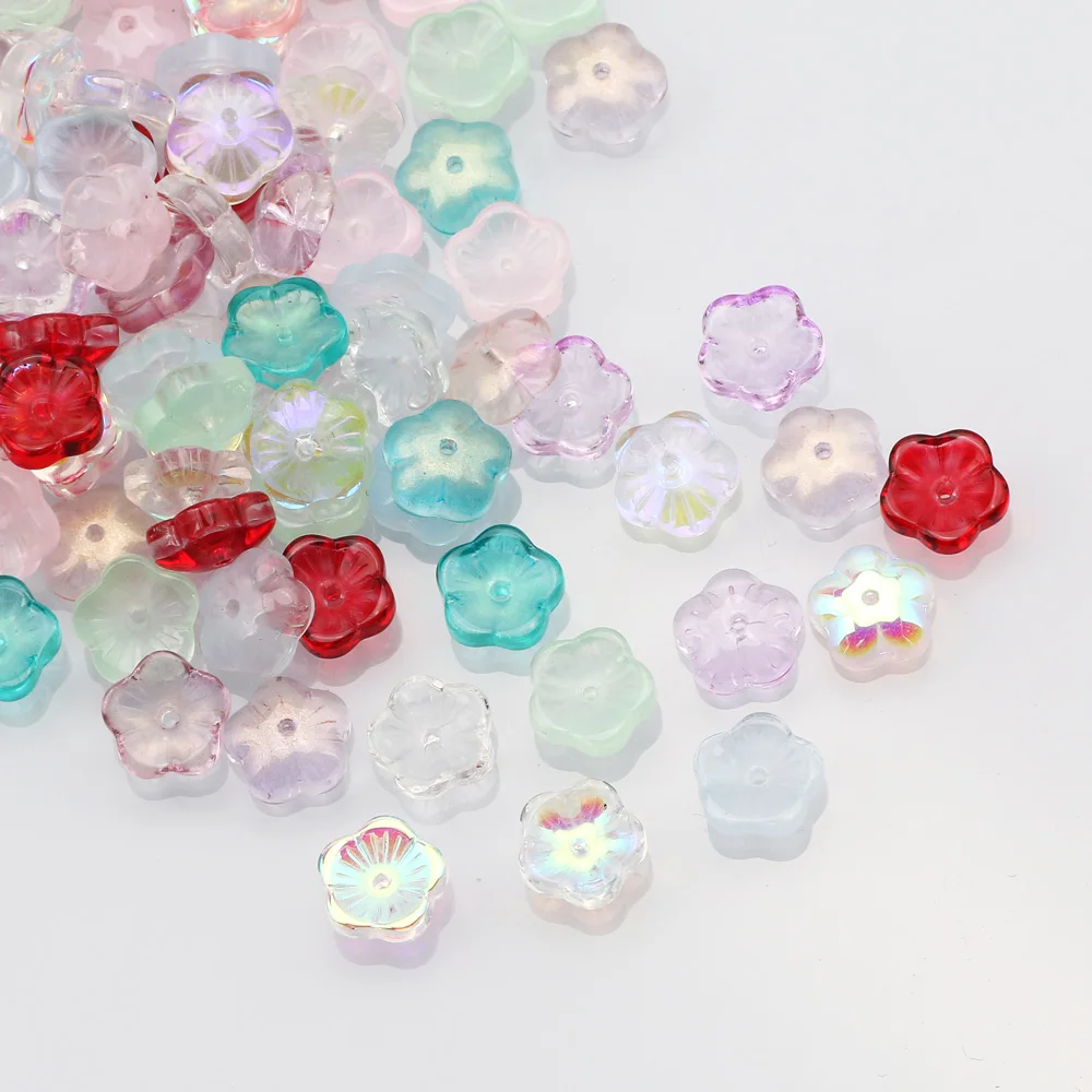 20/30/40/50pcs 8mm Multicolor AB Flower Shape Czech Crystal Glass Beads Loose Spacer Beads For Jewelry Making Diy Accessories