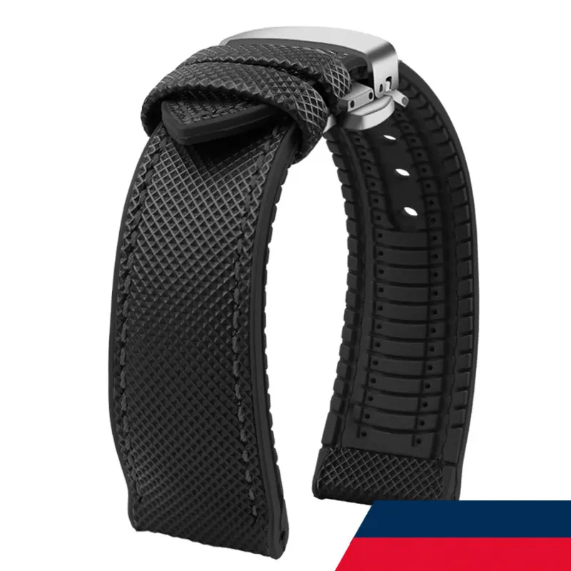 Carbon fiber rubber watchband 19 20mm 21mm 22mm 23 24mm for Longines Seiko omega Hamilton silicone strap wristband accessories image 3