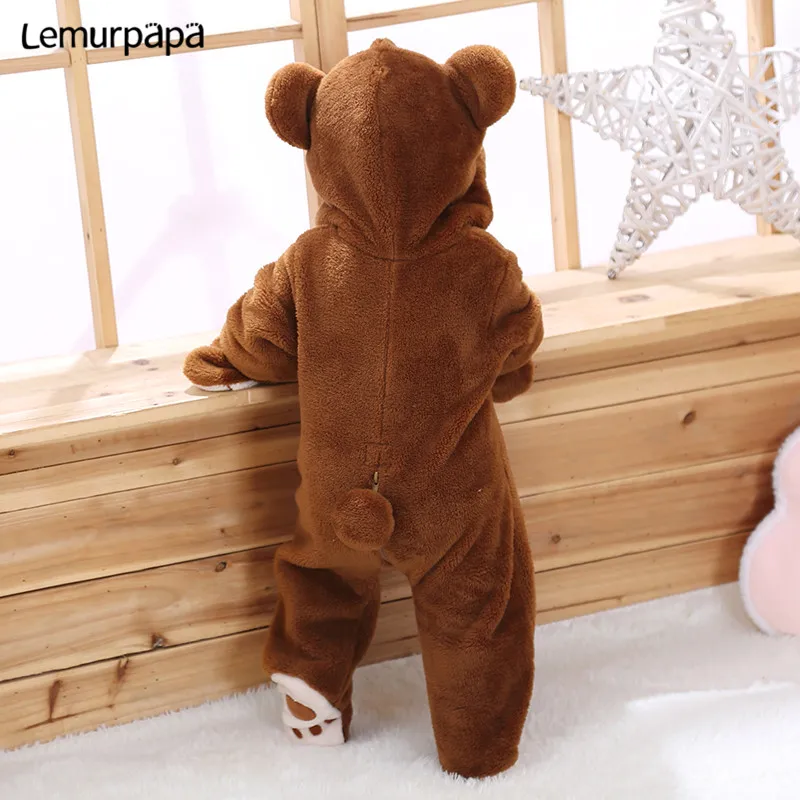 Baby Boy Girl Clothes Romper Onesie Newborn Cartoon Bear Costume Funny Rompers Flannel Warm Winter Infant Clothing