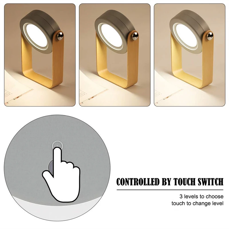 LED Portable Battery Operated Lantern 2000mAh Touch Retractable Lights with USB Wall Adapter For Reading Walking Sleeping Gifts