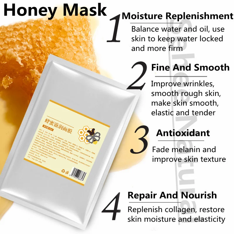 

Deep Replenishment 10pcs 30ml/pc Natural Honey Moisturizing Mask Shrinking Pores Oil Control Repairing Tightening Mask Sheet