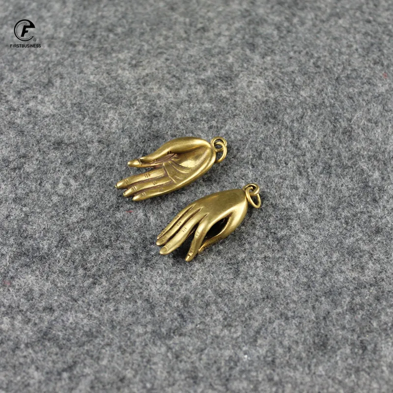 Antique Copper Lucky Buddha Hand Figurines Ornaments Vintage Brass Feng Shui Home Decorations Accessories Desk Decor Keychains