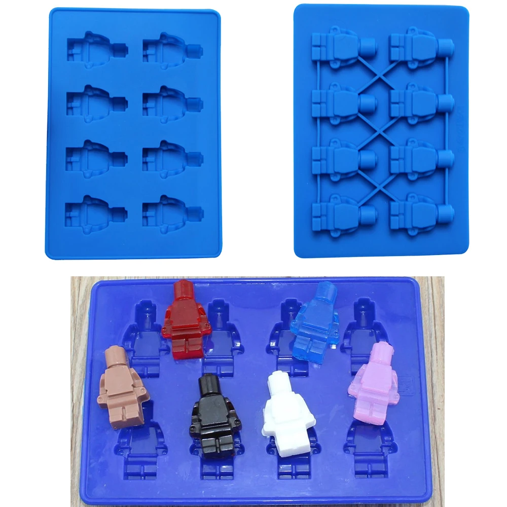 1 Piece Silicone Building Blocks Robot 3D DIY Mold Chocolate Tray Jelly Brownie Dessert Pastries Mould Cake Decoration Tool