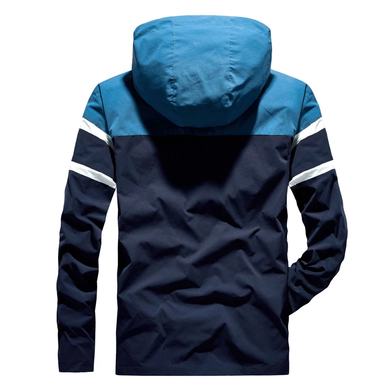 New 2023Autumn Winter Men Windproof Warm Fashion Stitching Contrast Jacket Plus Size Hooded Casual Urban Workwear Loose Clothing