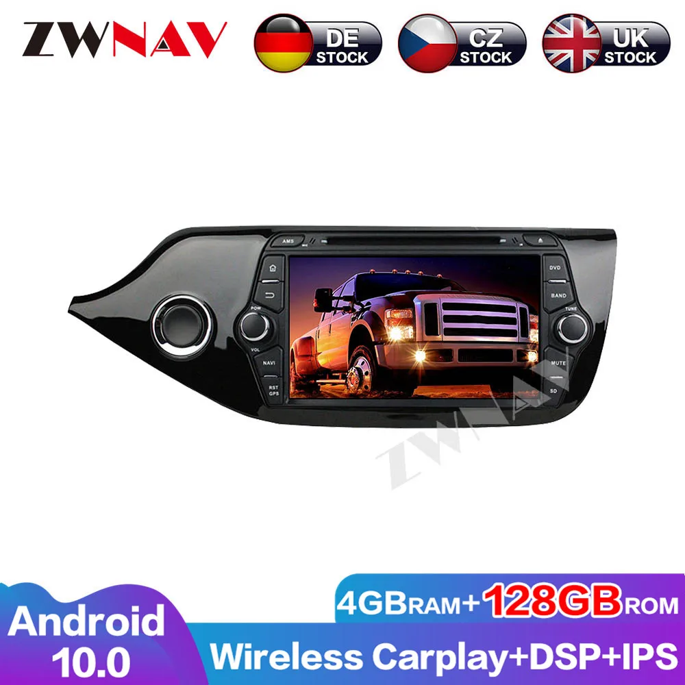 GPS Multimedia 128G Android 10.0 Audio Navigation Carplay Head unit Car DVD Player for Kia Ceed 2014 Auto Radio