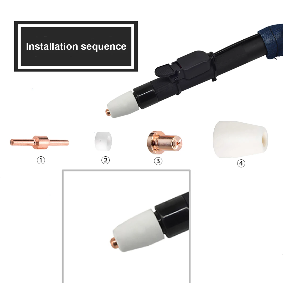 Đèn Cắt Plasma PT31 LG40 Vật Tư Tiêu Hao Nào Mở Rộng Đầu Kim Phun Điện Cực Phù Hợp Với Cut40 Cut50 Cho PT31 Nhiều Sự Kết Hợp Thông Số Kỹ Thuật
