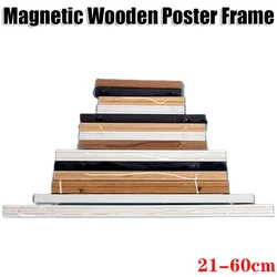 21-60cm New Magnetic Wooden Frame Poster Hanger Photo Frame Prints White Wood Wall Hanging Wall Art A3 A4 Size Home Room Decor