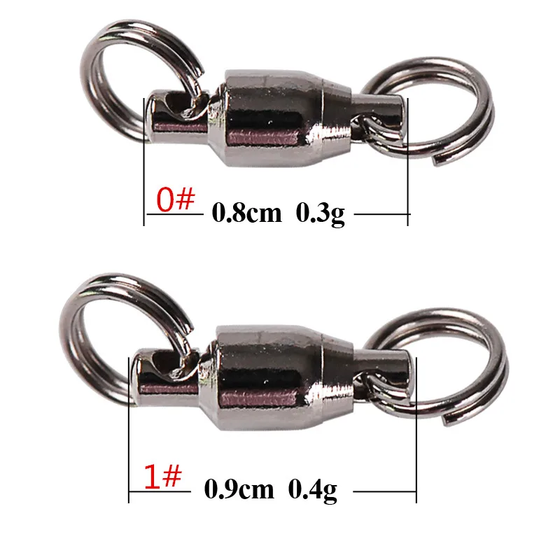 BASSKING 10Pc 0#/1# 15/20kg Ball Bearing Swivel With Solid Ring Fishing Swivels Hook Connector Pesca Emerillon Fishing Accessory