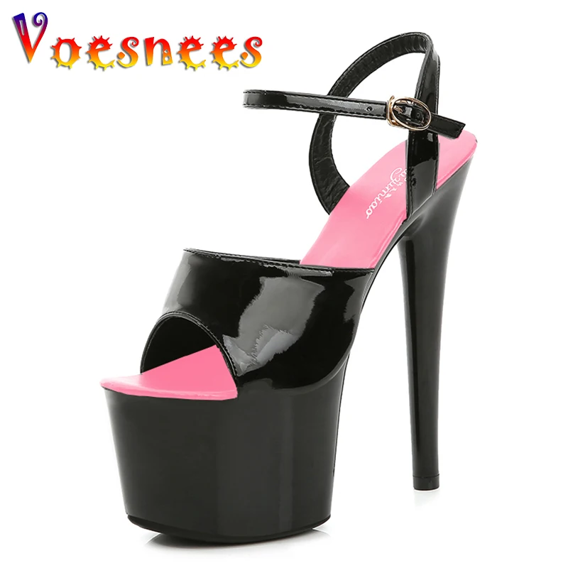 Mixed Color Strippers Bed Shoes Heels Women Sandals Fun Sexy Shoes Party Club 17 CM Platform High-heeled Girl Shoes Pole Dance