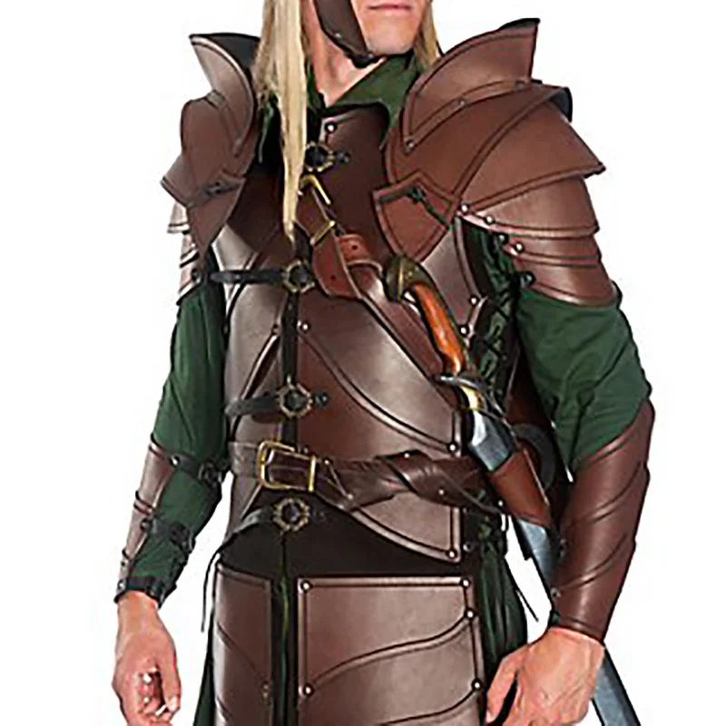 ฮาโลวีนหนัง Pauldrons ยุคกลาง Double เกราะไหล่ Spaulders Elf Archer อัศวินคอสเพลย์เครื่องแต่งกาย Larp Props สำหรับผู้หญิงผู้ชาย