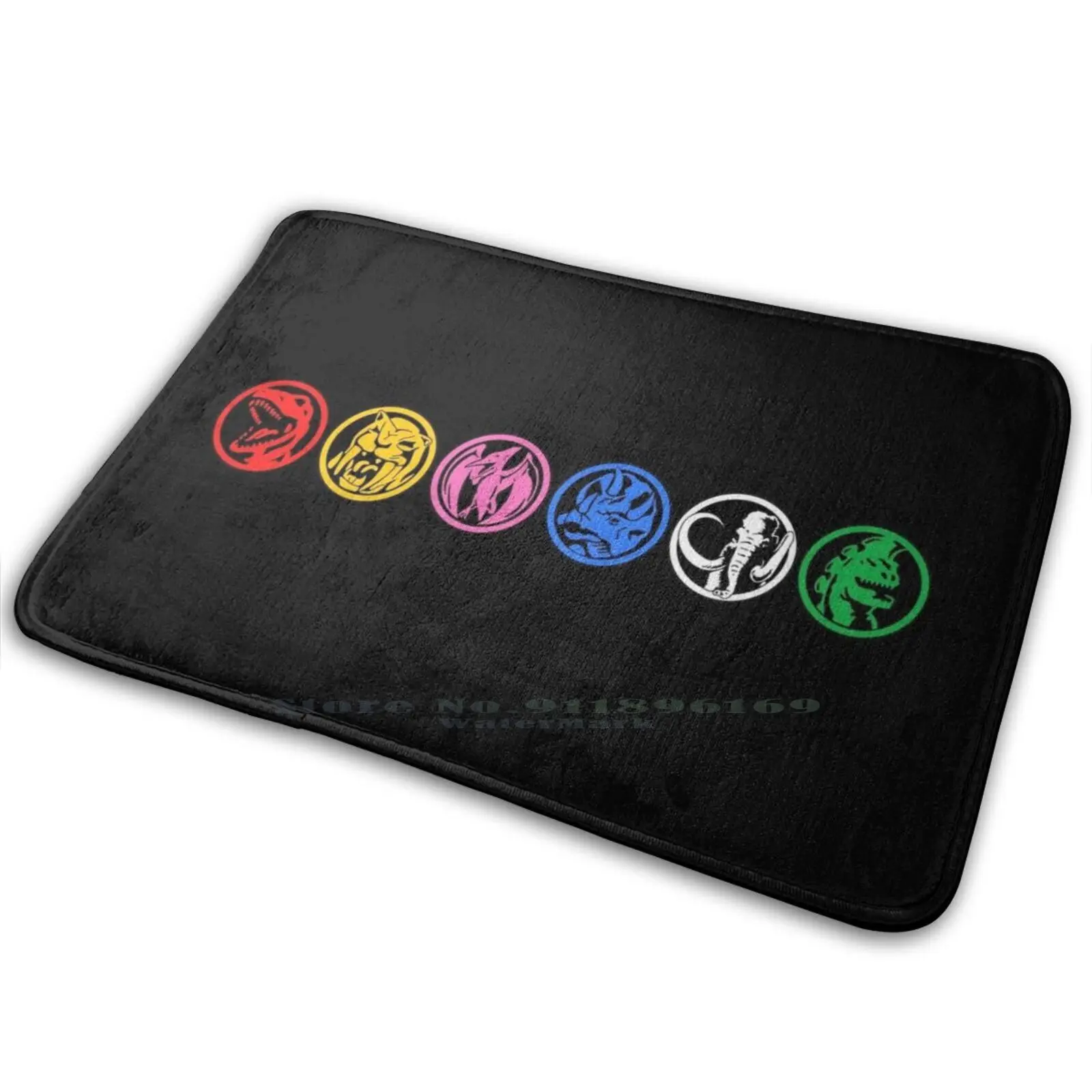 6 Power Coins Mat Rug Carpet Anti - Slip Bedroom Entrance Door Mat Six Power Coins Rangers Super Sentai Pink Ranger Blue Ranger