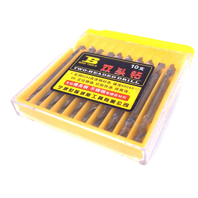 BOSI 10PC-Pack 4.2x55mm Double-End Drill Bit High-Speed Steel 135-Degree Split Point